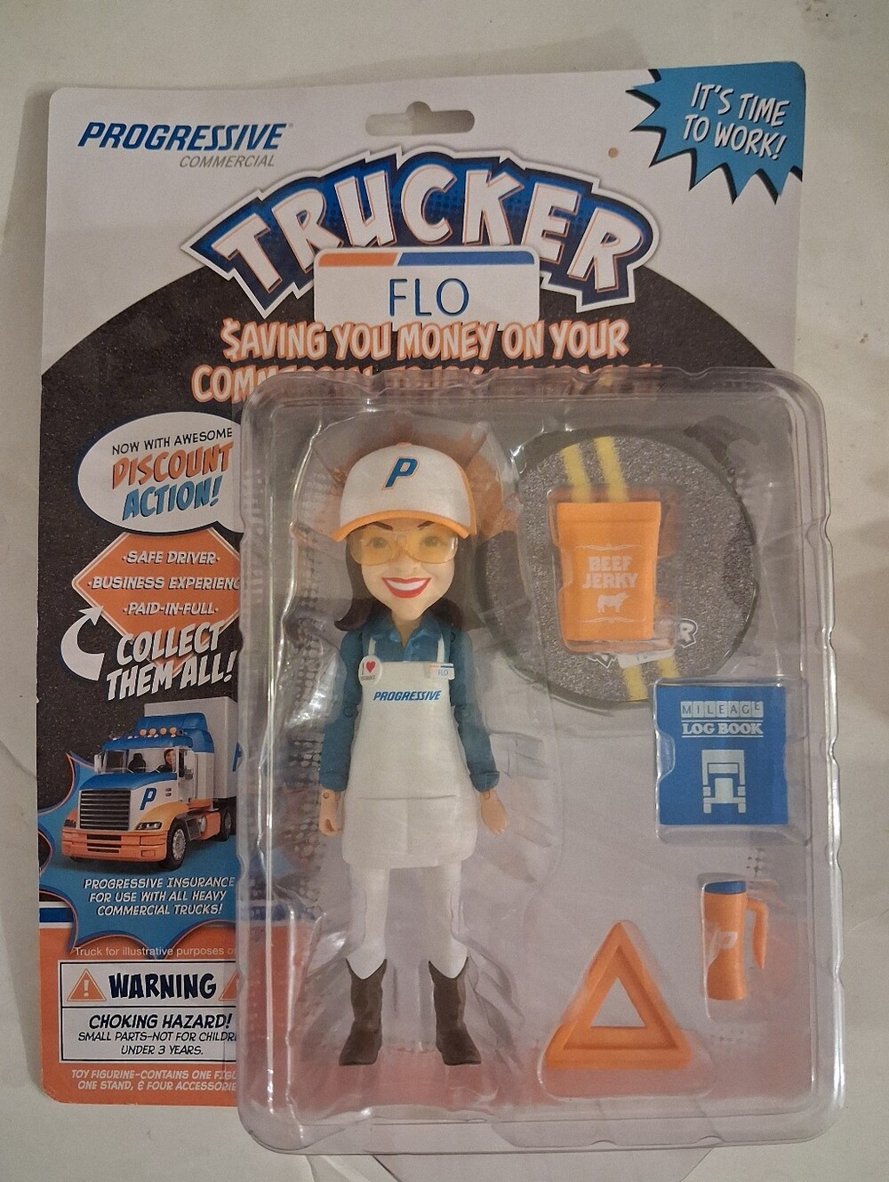 Progressive Insurance Trucker Flo Action Figure Doll w/Stand & Accessories